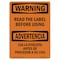 Signmission OSHA Sign, Read Label Before Using, 10in X 7in Alum, 7" W, 10" L, Landscape, OS-WS-A-710-L-12789 OS-WS-A-710-L-12789 - alternate 1
